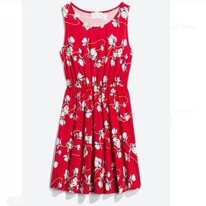 French Grey Red Evalynn Brushed Knit Floral Sleeveless Dress Small S